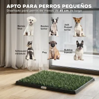 PawHut Inodoro para Perros con Césped Artificial 63x50,5 cm Bandeja Sanitaria para Perros para Entrenamiento con Drenaje Verde(m-4)