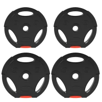 SPORTNOW Kit de Greutăți cu 2 Discuri de 7.5 kg și 2 Discuri de 5 kg în Polipropilenă și Nisip, Ø30x5.5 cm și Ø27x4.5 cm, Negru(m-1)
