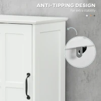 kleankin Dulap de Baie Tip Coloană din Lemn cu Raft Deschis, Sertar și 2 Dulapuri, 40x30x164 cm, Alb(m-6)