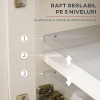 HOMCOM Bufet din Lemn cu 2 Sertare și 2 Dulapuri, 117x35x80 cm, Alb și Finisaj Lemn(m-5)