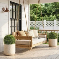 HOMCOM Bolas de eucalipto artificiais de 52 cm em conjunto de 2, plantas decorativas resistentes a UV com 1086 folhas para interior e exterior(m-4)