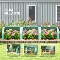 Outsunny Seră de Grădină Tip Tunel din Oțel și Plastic PP cu Uși Rulabile, 3x1x0,8 m, Verde(m-6)