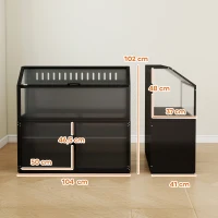 PawHut Gaiola para Hamster 2-em-1 com Armário de Arrumação para Roedor Hamster Sírio e Ratos Aço e Acrílico Preto(m-3)