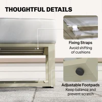 Outsunny Garden Daybed, 6 Piece Outdoor Sectional Sofa Set, Aluminium Patio Conversation Furniture Set with Coffee Table(m-8)