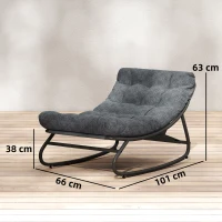 Outsunny Fauteuil à bascule Fauteuil suspendu avec large assise en maille coussin épais 101 x 66 x 63 cm Gris(m-3)