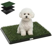 PawHut Inodoro para Perros con Césped Artificial 63x50,5 cm Bandeja Sanitaria para Perros para Entrenamiento con Drenaje Verde(m-7)