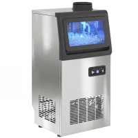 HOMCOM Professionele ijsmachine, 36 kg/24 uur, roestvrij staal, onderbouw of vrijstaand, zilver(m-11)