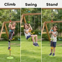 AIYAPLAY Lina do wspinaczki z huśtawką na drzewo dla dzieci z platformą, dyskowa huśtawka do zabawy na świeżym powietrzu dla dzieci w wieku 3-8 lat, zielona(m-4)