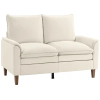 HOMCOM 146 cm Zweisitzer Sofa, Chenille-Sofa mit doppellagiger Polsterung, Federkissen, tiefem Sitz, hoher Rückenlehne, Cremeweiß(m-1)