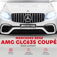 HOMCOM Voiture véhicule électrique Enfants 12 V 35 W V. 3-5 Km/h télécommande Effets sonores + Lumineux Blanc Mercedes GLC AMG(m-4)