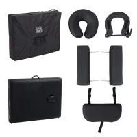 HOMCOM Foldable Massage Table, 185Lx70Wx59-80H cm, Aluminium-Black(m-13)