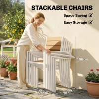 Outsunny Tuinmeubelset 7-delig met tafel en 6 stapelbare stoelen houtlook aluminium frame teak(m-6)