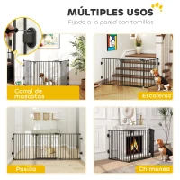 PawHut Barrera de Seguridad para Mascotas de 3 Paneles Puerta Auto Cierre y Diseño Plegable para Perros Pequeños 202,5x2x76 cm(m-8)