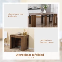 HOMCOM Uitschuifbare Eettafel Uitklapbare Modern Flexibele Zitplaatsen voor Gasten Bruin(m-5)