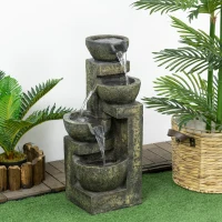 Outsunny Fontaine de jardin d'ornement zen débit réglable pompe à eau submersible incluse dim. 25L x 24l x 60H cm résine noir(m-10)