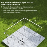 Outsunny Tetto per Gazebo Pergola con 10 Fori di Drenaggio in Poliestere, 250x255 cm, per Pergola 3x3m, Crema(m-4)