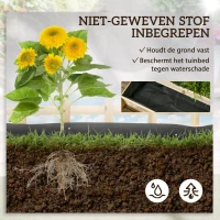 Outsunny Houten verhoogde plantenbak met klimrek, 3 niveaus, natuurlijk houten frame, voering van vliesstof, 95 x 95 x 110 cm(m-4)