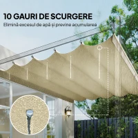 Outsunny Acoperiș pentru Gazebo Pergolă cu 10 Orificii de Drenaj din Poliester, 250x255 cm, pentru Pergolă 3x3m, Crem(m-6)