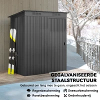 Outsunny Metalen tuinhuis 1,37 m², tuinschuur met moeiteloze montage schuindak schuifdeur ventilatie handschoenen(m-4)