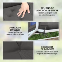 Outsunny Cojín para Banco de Jardín o para Balancín de Jardín 120x110x12 cm de 2 Plazas con 6 Cordones de Fijación Negro(m-6)