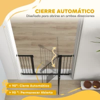 PawHut Barrera de Seguridad para Perros con Puerta Pequeña para Escaleras y Puertas 75-131 cm con 3 Extensiones Negro(m-5)