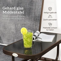 Outsunny Metaal tuinbank schommelstoel tuinstoel 2-zits met tafel schommel bruin(m-7)