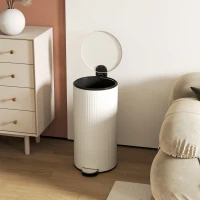 HOMCOM Cubo de Basura Cocina 30L con Pedal Tapa de Cierre Suave y Cubo Extraíble para Dormitorio Oficina Estudio Salón Crema(m-9)