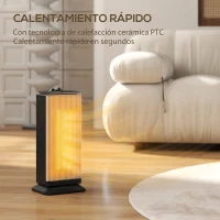 HOMCOM Calefactor Cerámico Eléctrico Cerámico 2000 W con Oscilación Termostato Ajustable y 3 Modos 18x15x40,5 cm Negro(m-4)