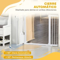 PawHut Barrera de Seguridad para Perros con Puerta Pequeña para Escaleras y Puertas 75-131 cm con 3 Extensiones Blanco(m-5)