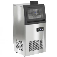 HOMCOM Commerciële Ice Maker, 45 kg/24 uur, Roestvrij Staal, Onderbouw of Vrijstaand, Zilver(m-1)