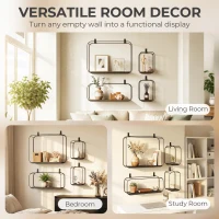 HOMCOM Schwebende geometrische Regale für Wohnzimmer, 4-teiliges Set, Schwarz(m-4)