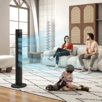 HOMCOM Ventilateur colonne 45W ventilateur tour télécommande, minuterie, oscillant à 70°, mode veille et mode enfants, noir(m-10)