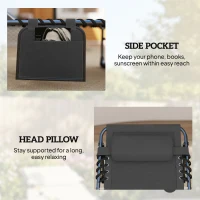Outsunny Set de 2 șezlonguri de grădină cu saltea 9cm Pliabil Spătar reglabil 5 poziții Pernă cap 200cm Gri(m-4)