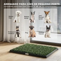 PawHut Sanita para Cães com Relva Artificial 63x50,5 cm, Tabuleiro Sanitário para Treino com Drenagem Verde(m-4)