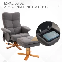 HOMCOM Sillón Relax Reclinable con Reposapiés 10 Puntos de Masaje Giratorio Mando a Distancia Bolsillo Lateral Gris Oscuro(m-6)