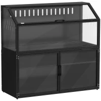 PawHut Jaula 2-en-1 con Armario de Almacenamiento para Roedor Hámster Sirio y Ratón Acero y Acrílico Negro(m-1)