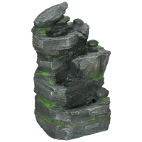 Outsunny Garden Water Feature with LED Lights - Dark Grey(m-10)