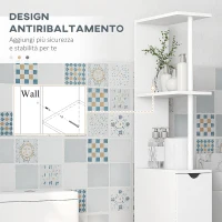 HOMCOM Colonna Bagno con Armadietto, Ripiani e Cassetti, in Legno, 15x33x136.8 cm, Bianco(m-6)