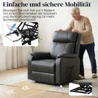 HOMCOM Riser- und Relaxsessel für Senioren, Elektrischer Lift-Sessel aus Kunstleder mit Doppelmotor, Federkissen, Schwarz(m-8)