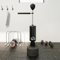 HOMCOM Saco de Boxeo de Pie con Bola de Velocidad y Barra Giratoria de 360° 88x48x155-205 cm Negro(m-7)