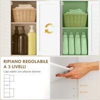 HOMCOM Mobile Colonna Bagno in Legno con 2 Armadietti con Sensore, Ripiano Aperto e Cassetto, 40x30x170 cm, Bianco(m-6)