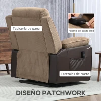 HOMCOM Sillón Relax Reclinable Eléctrico Levanta Personas con Mando a Distancia Puerto USB y Bolsillos Laterales Marrón(m-8)
