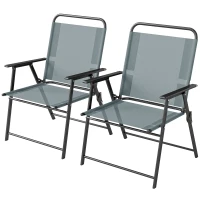 Outsunny Cadeiras Dobráveis de Jardim, Conjunto de 2 Cadeiras de Campismo com Assento em Rede Cinza.(m-7)