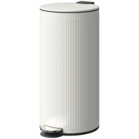 HOMCOM Cubo de Basura Cocina 30L con Pedal Tapa de Cierre Suave y Cubo Extraíble para Dormitorio Oficina Estudio Salón Crema(m-11)