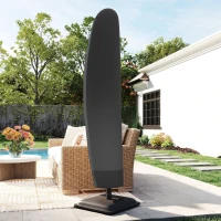 Outsunny Housse de protection imperméable pour parasol déporté avec fermeture éclair et cordon de serrage tissu Oxford noir(m-2)