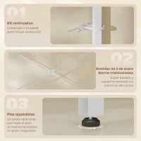 HOMCOM Estantería de Cocina con 2 Tomacorrientes Estante para Microondas Estante Ajustable Ganchos 60x42x137 cm Blanco(m-7)