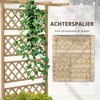Outsunny Plantenbak met Klimrek, Vierkante Houten Plantenbox met Rugleuning Spalier voor Klimplanten en Dak(m-4)