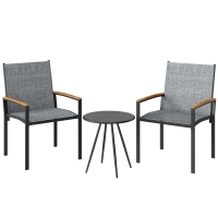 Outsunny 3-teiliges Bistro-Set: Stühle mit Textileinsatz und Tisch, Mischgrau.