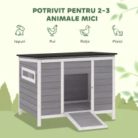 PawHut Căsuță pentru Rațe cu Acoperiș Rabatabil, Ferestre și Rampă, din Lemn, 93x70x72 cm, Multicolor(m-8)