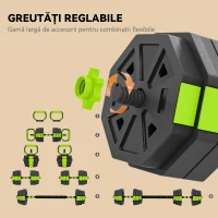 Soozier Set de Ganterele Reglabile 4-în-1, Utilizabil ca Kettlebell, Bară, Ganteră, Suport pentru Flotări, Set Greutăți de 25 kg pentru Bărbați și Femei, Verde(m-5)